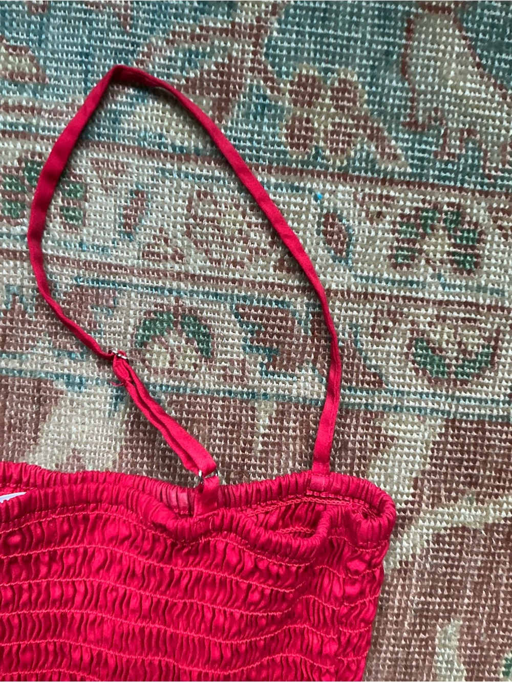 Reformation Red Smocked Midi Dress with Spaghetti Straps - Picture 3 of 5